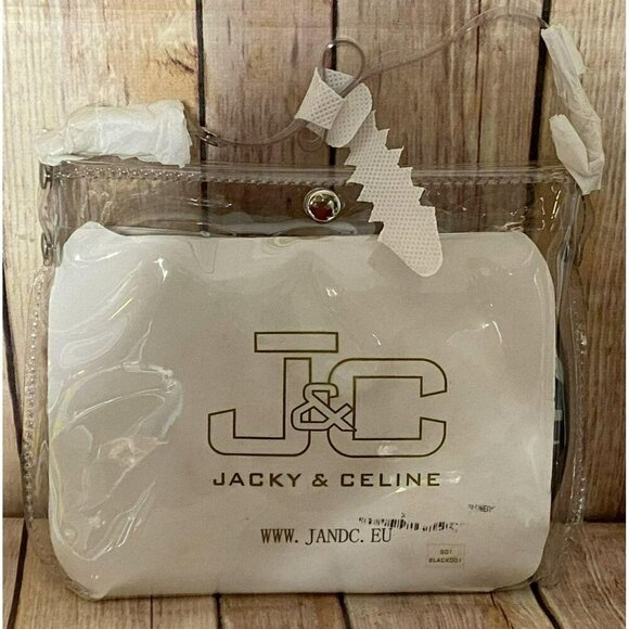 Jacky & Celine Sz 9 Folding Black Metallic Ballerina Flats Rosette Fabric NEW - Picture 5 of 5